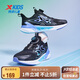 特步（XTEP）兒童童鞋翼甲旋鈕扣運(yùn)動(dòng)鞋男童碳素止滑橡膠跑鞋 黑/北卡藍(lán) 37碼