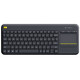 羅技（Logitech）K400Plus無(wú)線鍵盤 安卓智能電視電腦筆記本辦公鍵盤觸摸面板無(wú)線觸控鍵盤緊湊型電池即插即用 黑色 官方標(biāo)配