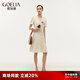 歌莉婭小香風(fēng)裙子歐若風(fēng)氣質(zhì)淑女V領(lǐng)連衣裙出游穿搭1E3R4K010 07W米色 S