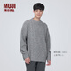 無印良品（MUJI）男式 美利奴羊毛纜繩花紋圓領(lǐng)毛衣 冬季長袖針織衫 AA0PJA3A 灰色 XL（180/104A）