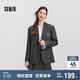 森馬西裝外套女中長(zhǎng)款學(xué)院風(fēng)2025春寬松灰色休閑西服109125111001