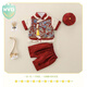 WVD國(guó)際品牌周歲禮服男寶寶新中式一歲抓周生日宴會(huì)唐裝春夏古風(fēng)唐裝喜慶衣服 夏款短袖上衣+褲子+帽子 均碼