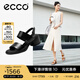 愛步（ECCO）女士涼鞋 夏季一字帶粗跟涼鞋時(shí)尚舒適 雕塑222763 黑色22276301001 39 (245mm)