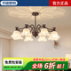 華碩照明中古風(fēng)客廳燈吊燈美式2025新款餐廳主燈法式復(fù)古鈴花臥室燈具套餐 全光譜護(hù)眼8頭-三色調(diào)光