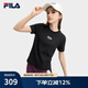FILA斐樂(lè )女子針織短袖衫楊冪同款2025春新款時(shí)尚簡(jiǎn)約休閑基礎圓領(lǐng)T恤 正黑色-BK M 165/84A