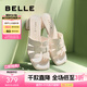 百麗（Belle）簡約一字拖女商場同款編織休閑拖鞋A8Z1DBT4 米白-粗跟款 38 (240mm)