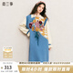 兩三事冬季針織連衣裙女2024秋冬新款毛衣裙長(zhǎng)款毛衣裙子花神迷宮 藍(lán)色 S