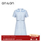 ON & ON/安乃安假兩件連衣裙2025新款時尚娃娃領(lǐng)氣質(zhì)優(yōu)雅小香風(fēng)小個子女 藍(lán)色 M