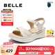 百麗（Belle）寬條帶休閑涼鞋女2025夏季新款商場(chǎng)同款真皮厚底涼鞋D6N2DBL5 米白 37 (235mm)