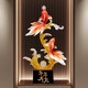 赟婭中式風(fēng)生水起年年有余招財魚(yú)擺件客廳電視柜高檔錦鯉裝飾喬遷禮物 年年有余錦鯉-透明黃：黑底座【高66cm】