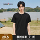 三福2025夏季新款短袖t恤男女圓領(lǐng)純色上衣情侶款白色休閑打底衫 圓領(lǐng)-黑色 M