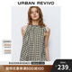 UR2025秋季新款女裝撞色格紋超寬松無(wú)袖罩衫襯衫UYU250031 黑色格子 (偏寬松) S (XS-S)