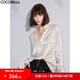 COCOBELLA[100%醋酸]絲光褶皺肌理襯衫絲滑垂墜馬蹄袖襯衣SR7011 米色 M
