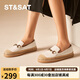 星期六（St&Sat）女鞋春季平底金屬扣一腳蹬休閑漁夫鞋 41米白色 36