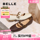 百麗（Belle）七夕禮物小金豆瑪麗珍女25秋新商場款羊皮薄底單鞋E1V1DCQ5預(yù)售 米白色 38 (240mm)