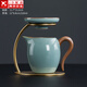 正揚功夫茶具茶漏過(guò)濾組銅制辦公易泡架茶水分離器家用青花陶瓷公道杯 天青汝窯鐵架過(guò)濾組