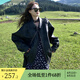 西遇J美式機(jī)能風(fēng)復(fù)古重工外套秋款女裝2024年新款高級(jí)感夾克皮衣 黑色長(zhǎng)款（SS140818） M