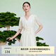 迪賽尼斯（DESIGNICE）新中式天絲裙子夏季新款國風(fēng)收腰杏色短袖連衣裙女 杏色 S