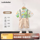 蘿卜唄唄兒童夏季休閑禮服男童短袖襯衫套裝鋼琴演出服 綠色四件套  130 