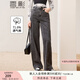 香影灰色闊腿牛仔褲女2025秋季新款高腰遮肉長(cháng)褲寬松燙鉆直筒褲子 灰色 S