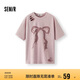 森馬（Semir）短袖T恤女中長(zhǎng)款做舊oversize夏2025蝴蝶結(jié)破洞衣服109325100036