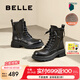 百麗（Belle）七夕禮物時(shí)尚復(fù)古馬丁靴女戶外徒步短靴B2302DZ4預(yù)售 黑色-絨里 37 (235mm)