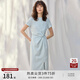 自巧涼感冰皮小個子扭結(jié)針織連衣裙女2025夏新款收腰氣質(zhì)中長裙 baby藍 XS （2碼）