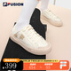 FILA FUSION斐樂帆布鞋情侶款一腳蹬半拖帆布鞋休閑鞋板鞋輕便帆布鞋男女 奶白/木薯粉-GT 經(jīng)典女款 37.5