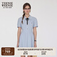 Teenie Weenie小熊女裝連衣裙2025夏季新款清新簡約學(xué)院翻領(lǐng)短袖裙 淺藍(lán)色 S