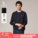 哈吉斯（HAZZYS）男裝 春秋款休閑衣服男上衣棉彈長袖套頭衛(wèi)衣男ABTZE0CCX32 深藏青色DN XL （180/100A 50）