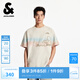 杰克·瓊斯（JACK&JONES）男裝秋季T恤時(shí)尚圓領(lǐng)寬松扎染印花字母膠印刺繡短袖上衣225301107 C00米白色 M （175）