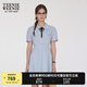 Teenie Weenie小熊女裝連衣裙2025夏季新款清新簡約學(xué)院翻領(lǐng)短袖裙 淺藍色 M
