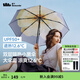 蕉下（beneunder）太陽傘女三折防曬防紫外線黑膠傘雙層小黑傘晴雨兩用遮陽傘果趣 梨白