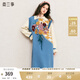 兩三事冬季針織連衣裙女2024秋冬新款毛衣裙長(zhǎng)款毛衣裙子花神迷宮 藍(lán)色 S