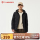坦博爾輕薄羽絨服男短款連帽商務(wù)休閑戶外秋冬外套330219D黑色185