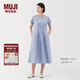 無(wú)印良品（MUJI）女式?jīng)龈卸绦溥B衣裙女裝裙子25年夏季連身裙涼感物語(yǔ)長(zhǎng)裙BC2LKA5S 薩克森藍(lán) M (160/84A)