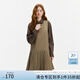 范思藍(lán)恩假兩件條紋拼接連衣裙女秋冬2024新款高腰減齡裙子14467 棒果棕 S