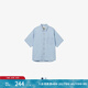 Levi's?SilverTab?25年春夏新款男士休閑短袖工裝牛仔襯衫外套 淺藍(lán)色 S