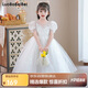 蘿卜唄唄女童公主裙2025夏季表演服兒童白色連衣裙網(wǎng)紗蓬蓬裙 白色  130 