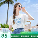 百圖betu女裝2025夏季新款T恤立體字母撞色刺繡涼感索羅娜短袖2506T09 白色 M
