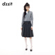 DZZIT地素半身裙春秋學(xué)院風(fēng)深灰色A字中長(cháng)百褶裙子女3J3S4321F 深灰色 M