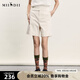 謎底短褲女士2024夏季新品簡約通勤高腰百搭棉彈直筒褲242MK0610 淺卡其 M