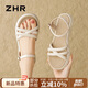 ZHR涼鞋女法式簡(jiǎn)約細(xì)帶百搭女鞋厚底舒適鞋子女 AY160 米色 38 