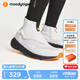 moodytiger兒童運動鞋高彈透氣冬季男童鞋一腳蹬緩震耐磨女童鞋一體織中幫鞋 云朵白 36