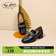 TOP GLORIATop gloria湯普葛羅新款英倫風(fēng)大鏈條亮面牛皮樂(lè)福鞋方頭小皮鞋 濃棕色 38