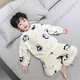 富羅迷（follow me）兒童睡衣男童法蘭絨春秋冬款男孩2025新款冬季珊瑚絨男寶寶家居服 米色熊貓【單層雙面法蘭絨】 M 90c 【建議身高80-90cm】