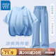 真維斯女童套裝夏裝敖丙兒童服裝哪吒純棉短袖t恤牛仔防蚊褲子時(shí)髦童裝 【吊染短袖+天絲直筒防蚊褲】03 160 【推薦體重80-100斤】