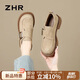 ZHR樂福鞋女復(fù)古輕便厚底單鞋女時(shí)尚金屬扣舒適勃肯鞋 JF19 杏色 37
