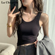 拉夏貝爾吊帶背心女夏季新款內搭打底可外穿遮副乳無(wú)袖工字背心 黑色 M
