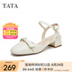 他她（TATA）氣質(zhì)包頭涼鞋女粗跟通勤優(yōu)雅涼鞋外穿夏新款7SG15BH4 白色 35
